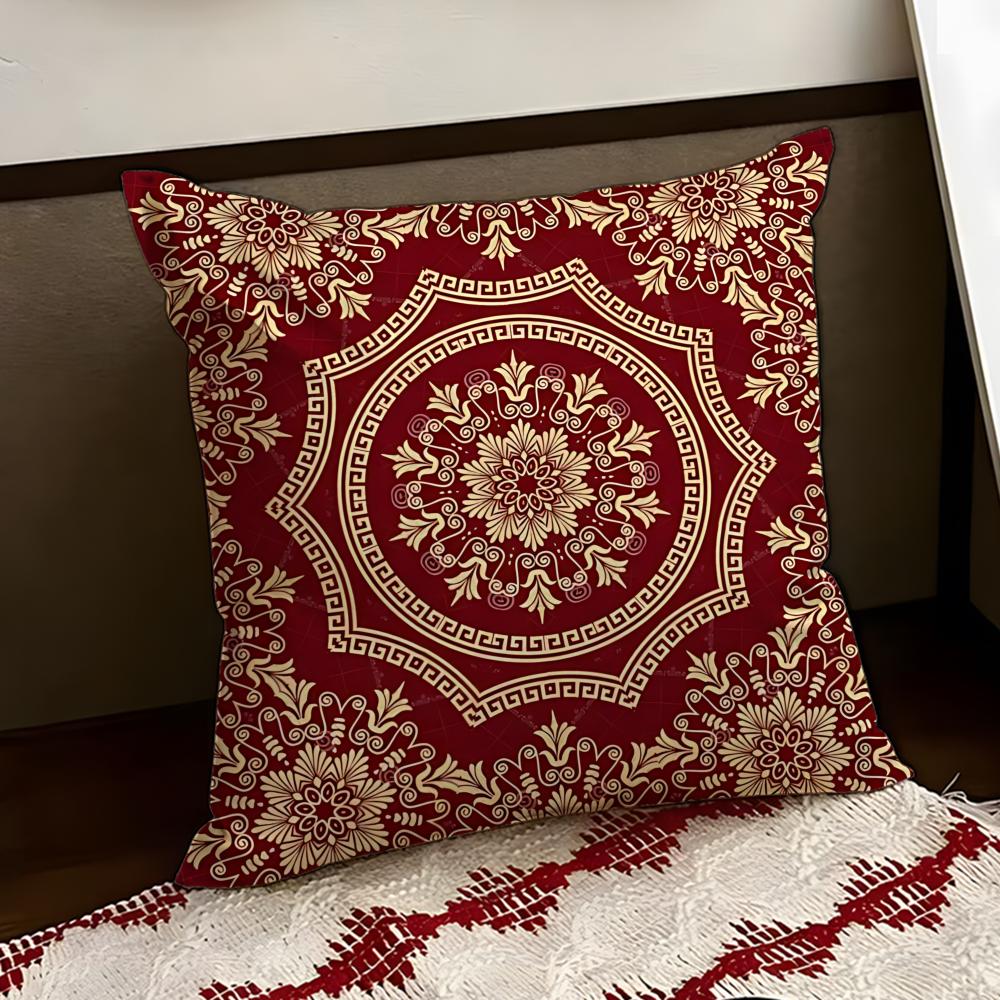 Quaint European Retro Motif Cushion Cover Reversible Soft Durable Pillow Cover Home  Car MultiScene Use for Daily Comfort
