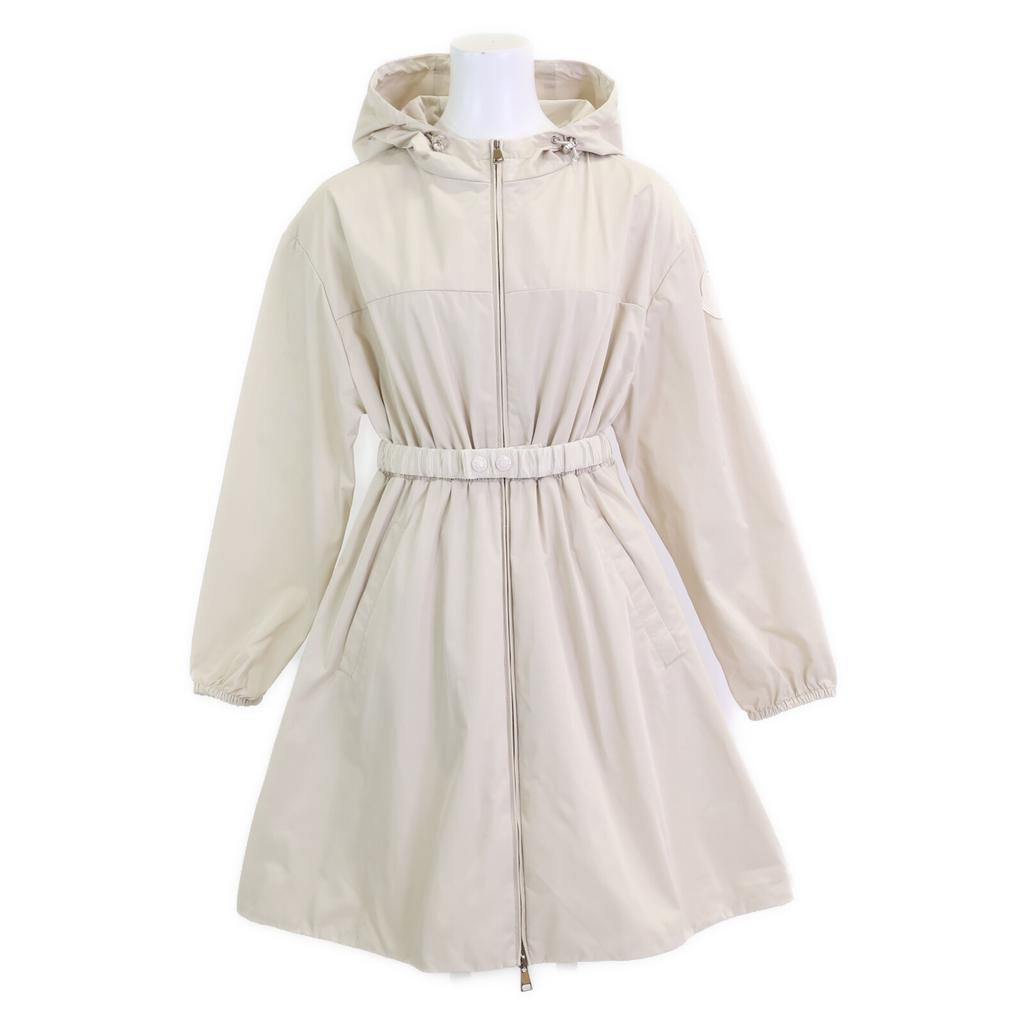 Moncler White Polyester Alfirk Long Coat Coat 1 beigeUsed