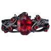 Vintage Black Color Oval Inlaid with Red Zircon Set of Rings Fashion Metal Geometry Gift Party Women's Ring Jewelry Sets