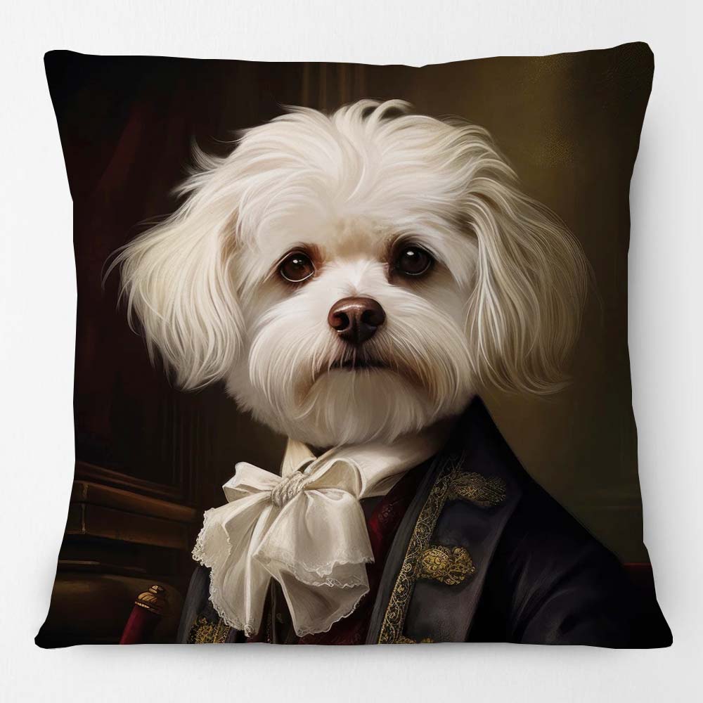 European Poodle Dachshund Chiwawa Dog Animals Portrait Painting Cushion Cover Royal Pet Historical Portrait Pillowcase