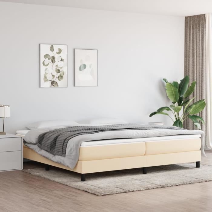 3144106 vidaXL Lit à sommier tapissier avec matelas Crème 200x200 cm Tissu
