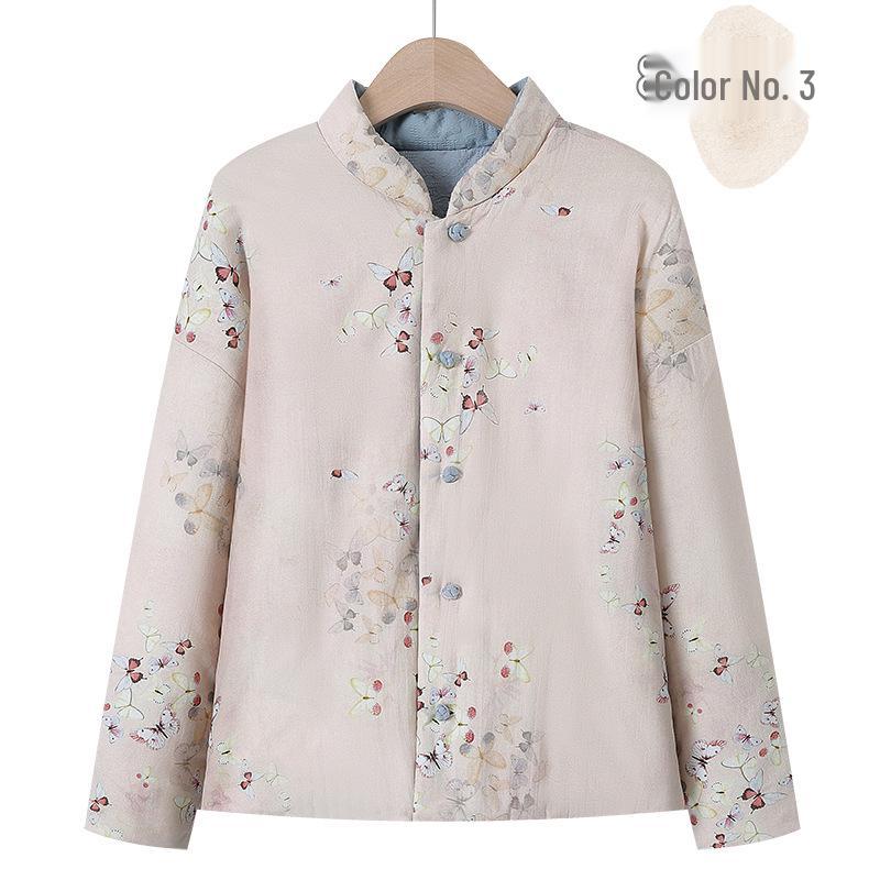 Women's Chinese Retro Style Frog Button Warm Cotton Jacket, Autumn/Winter 2025 Edition