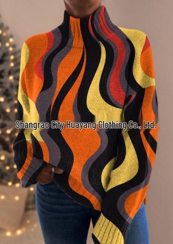 2026 Abstract Print Christmas Cloak Coat