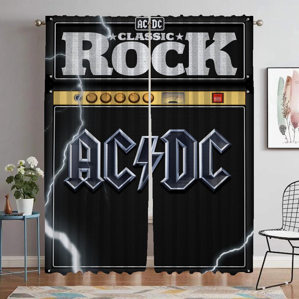 

Kitchen Curtains for Camera Rock-ACDC Blackout Curtain for Room 2 Panel Partition Shades Halloween Decoration Living Elegant W50xH70cmx2pcs-CL