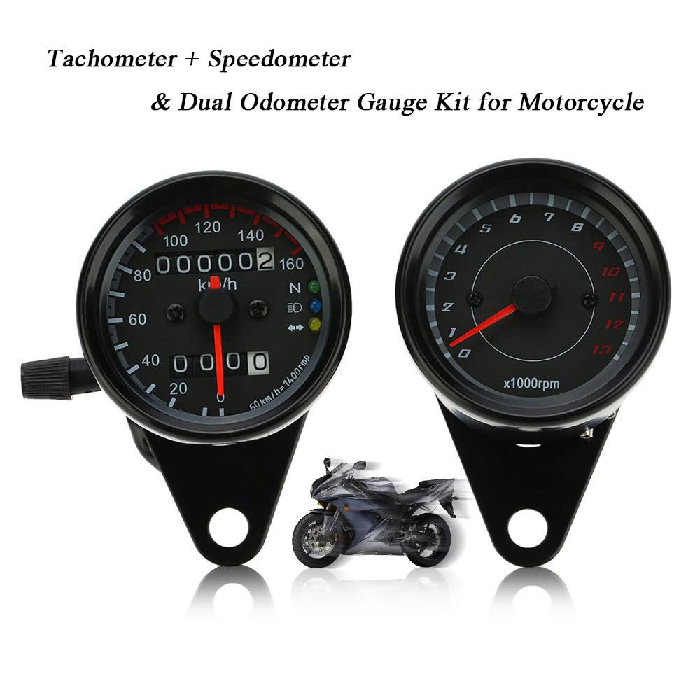 12000RPM LED 12V Motorcycle Tachometer Speedometer Gauge Accuracy Motor