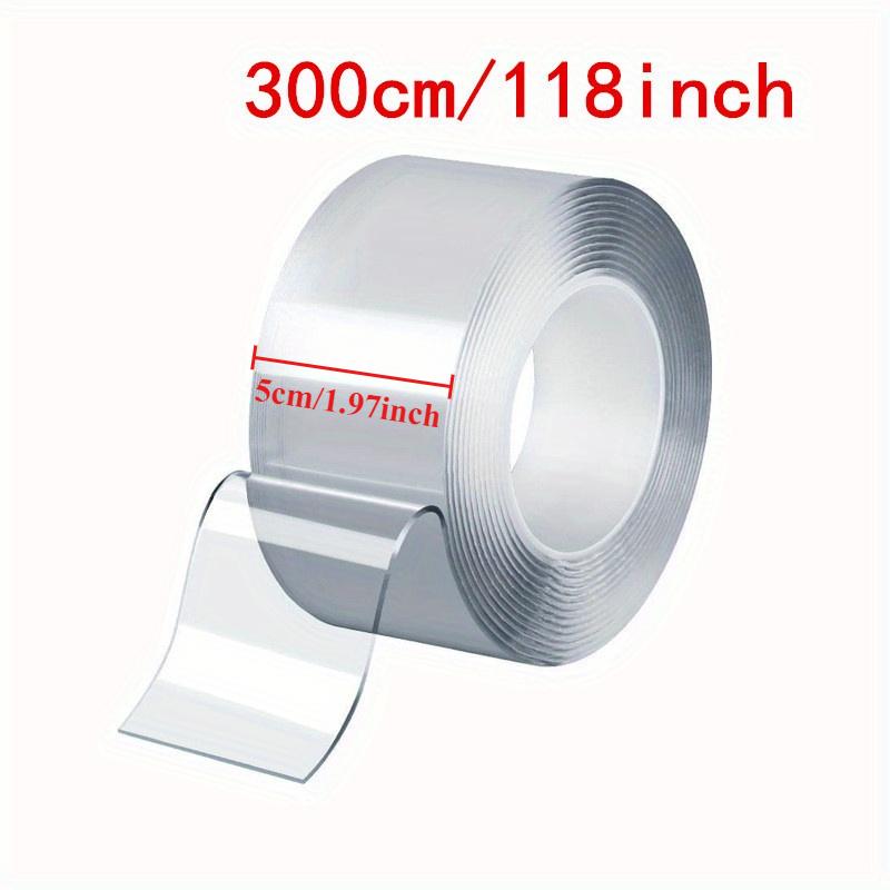 2mm Thickness Multi-Length Transparent Nano Tape - Washable & Reusable Dual-Sided Adhesive Strong Hook and Loop, No Residue