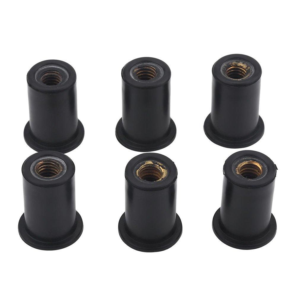 6Pcs Well Nuts, Rubber Fasteners Windscreen Bolt Metric Wellnuts for Motorcycles Kayak Canoe Boats Well Nuts Kayak 6# 92015-1692