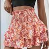 Women's Fashion Floral Skirt Pleated Skirt Ruffle Printed Short Skirt