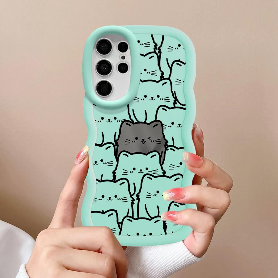 Cartoon Cute Cat Soft Phone Cover Case for Samsung Galaxy S20 FE S23 Plus S25 S24 A25 S21 A26 S22 Ultra A24 A36 A55 A54 A35 A34
