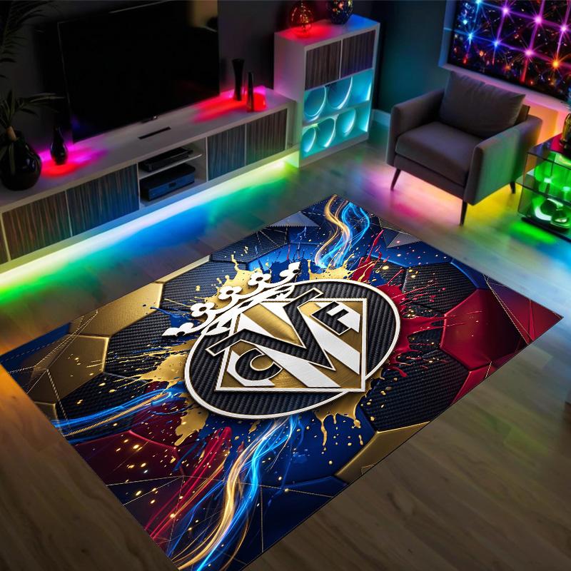 Villarreal FC Design Crystal Velvet Carpet Cozy Non?Slip Printed Rug For Bedroom Living Room Entrance