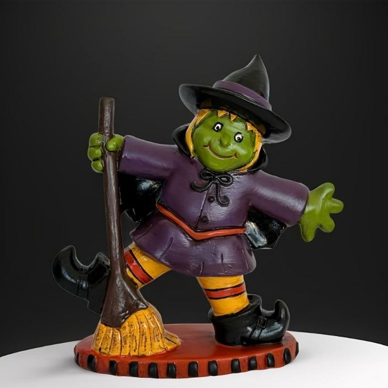 Halloween Witch Figurine Resin Witch Statue Halloween Themed Party Decoration Home Desktop Ornaments Creative Gothic Sculpture