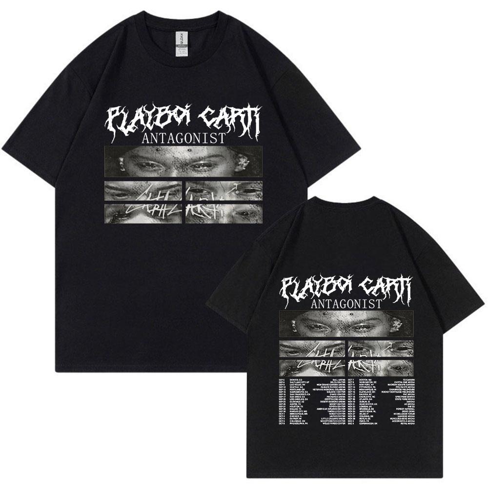 Rapper Playboi Carti Antagonist Tour T-shirt 2023 Concert Fans T Shirt Men's Fashion Hip Hop Short Sleeve Oversized T-shirts