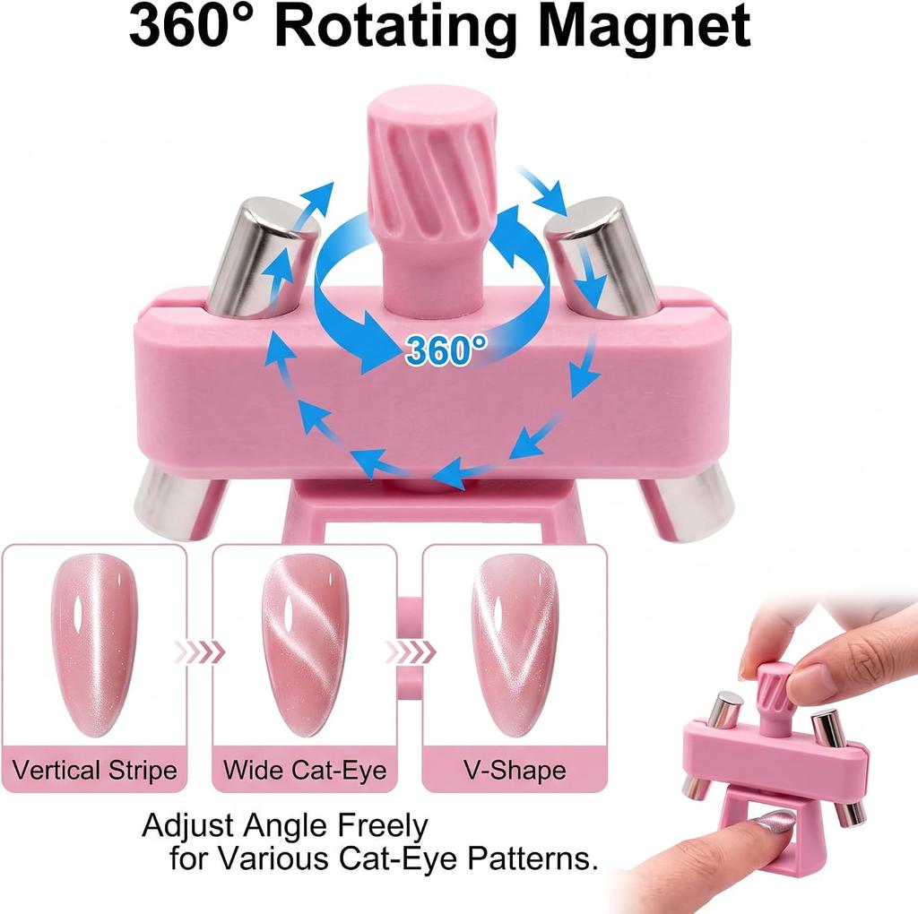 3D Printing Third Generation Glass Bead Cat Eye Artifact Manicure Tool Rotating Automatic Cat Suction Artifact  Pink