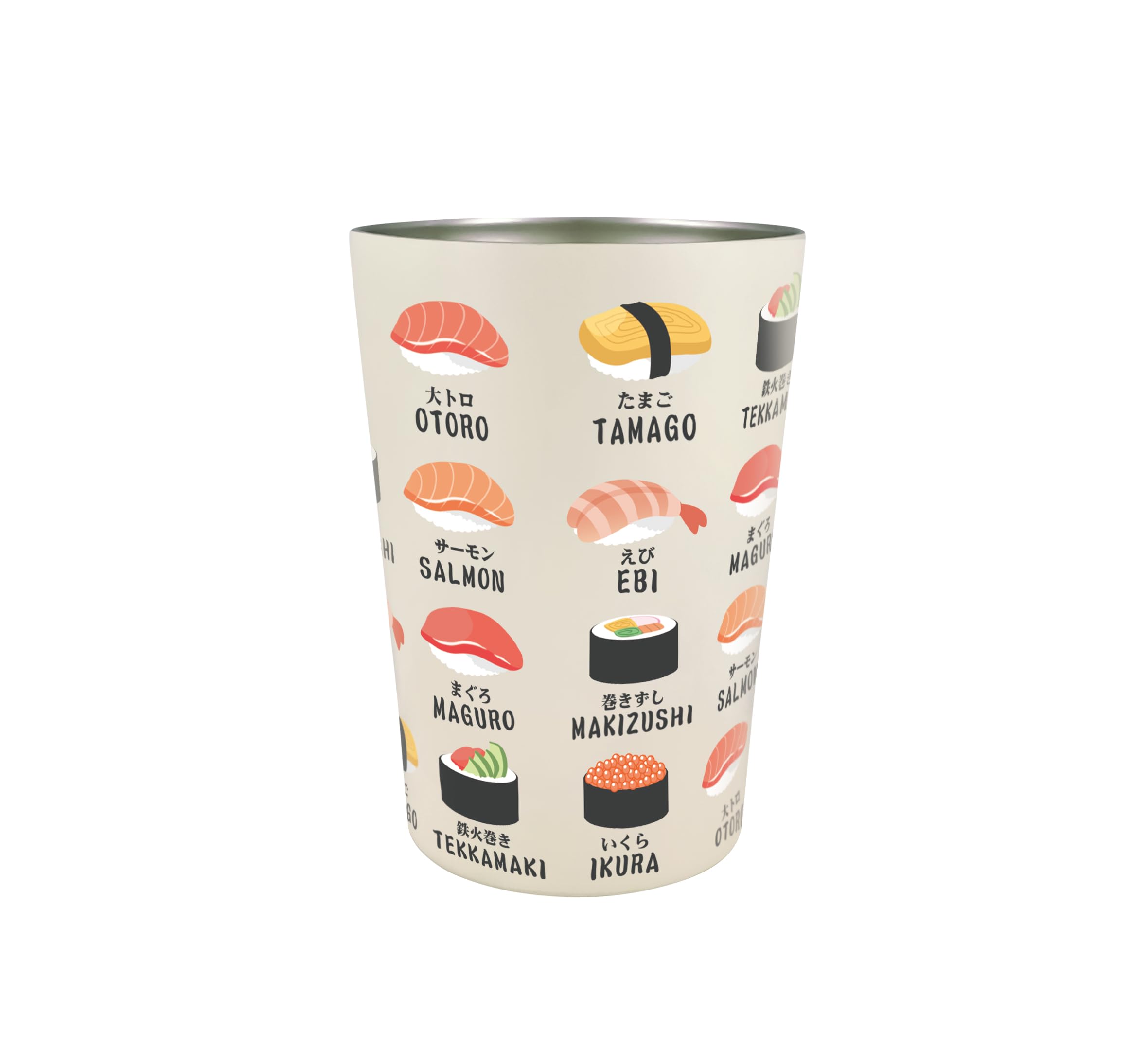 

2WAY Vacuum Double Tumbler Vacuum Insulated Office Convenience Store Japanese Pattern Inbound Japan Souvenir [Wahodo] [Sushi] Heat/Cold 841-104 бежевый