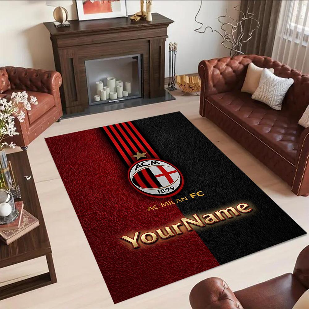 Ac Milan Customize Your Name Carpet Suitable for Foyer Bedrooms Playrooms Outdoor Anti-slip Rug Decorate Offices Perfect Birthday/Christmas Gift Idea