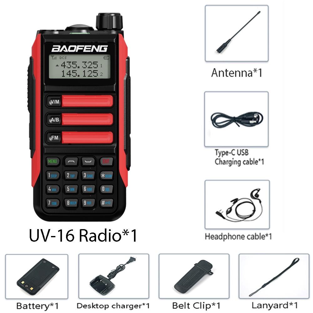 

UV16 Walkie-Talkie Трехдиапазонная Профессиональная охотничья радиостанция Водонепроницаемое зарядное устройство Type-C дальнего действия VHF UHF Двухстороннее портативное радио