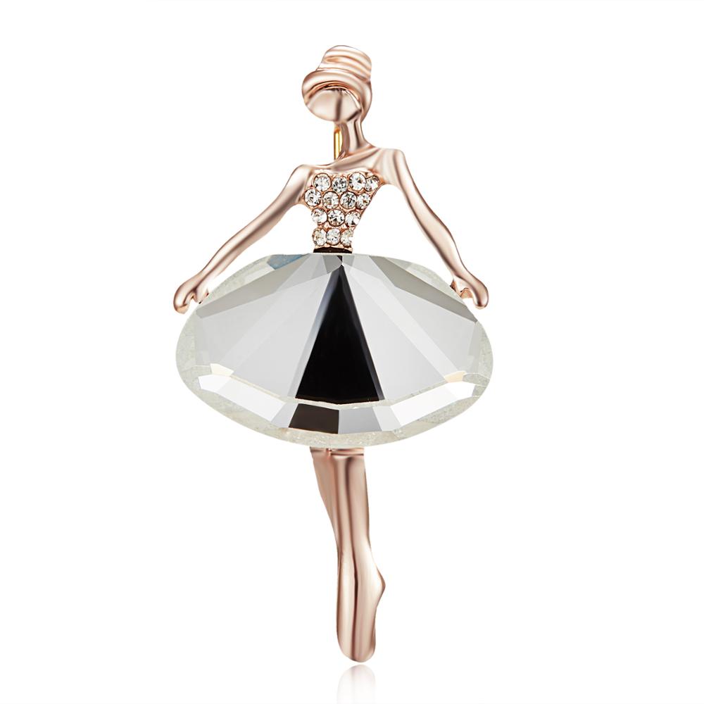 Rinhoo New Fashion Temperament Dance Girl Ballet Girls Cartoon Shining Crystal Brooches Women Collar Pins Bride Wedding Jewelry