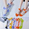 5 Paar Damen Unsichtbare Socken Socken im japanischen Stil: Zarter Gänseblümchen-Print, Kristall-Dünn für den Sommer - Luftig Leicht, Gemütlich zu tragen