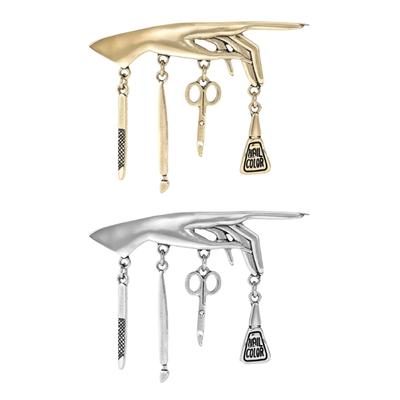 Metal Brooch Hand Nail Polishing Tools And Tassels Ornament Unisex Punk Accessory for Denims Jackets And Bags