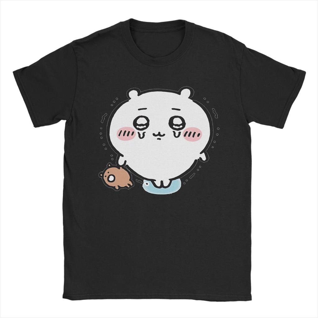 Men's Chiikawas Crying Cute Bear T Shirts  Pure Cotton Clothing Novelty Short Sleeve Crew Neck Tees Plus Size T-Shirts