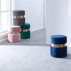 Velvet Ottoman with Storage Blue Vanity Chair Gold Legs Storage Footstool Living Room Elegant Storage Footstools