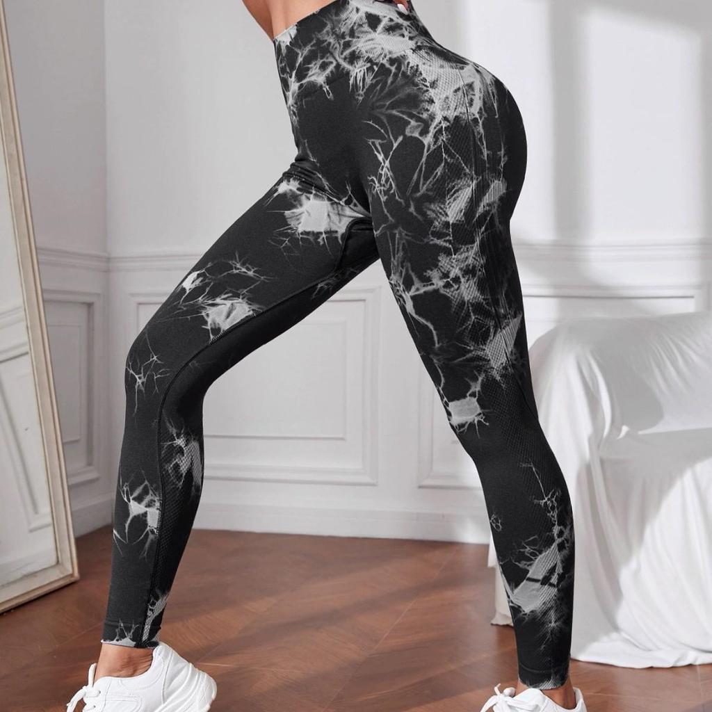 High Waist Tie-dye Sports Leggings - Tummy Control Running and Yoga Pants