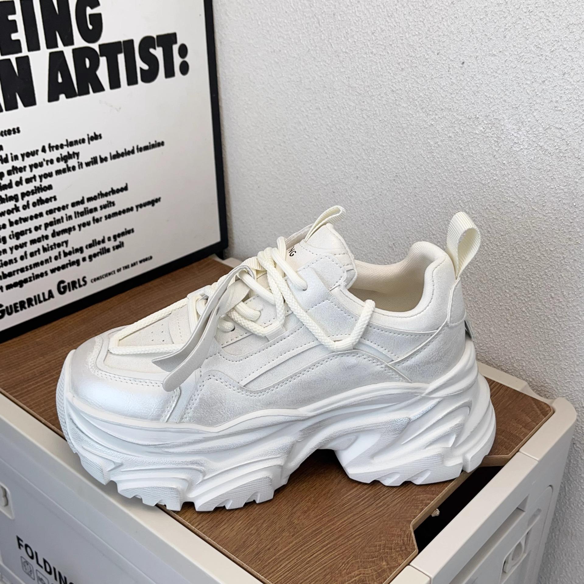 

Gu Yunshu Dad Shoes женские весенние 2025 новые универсальные повседневные кроссовки, увеличивающие рост, легкие кроссовки на шнуровке для бега для женщин 35