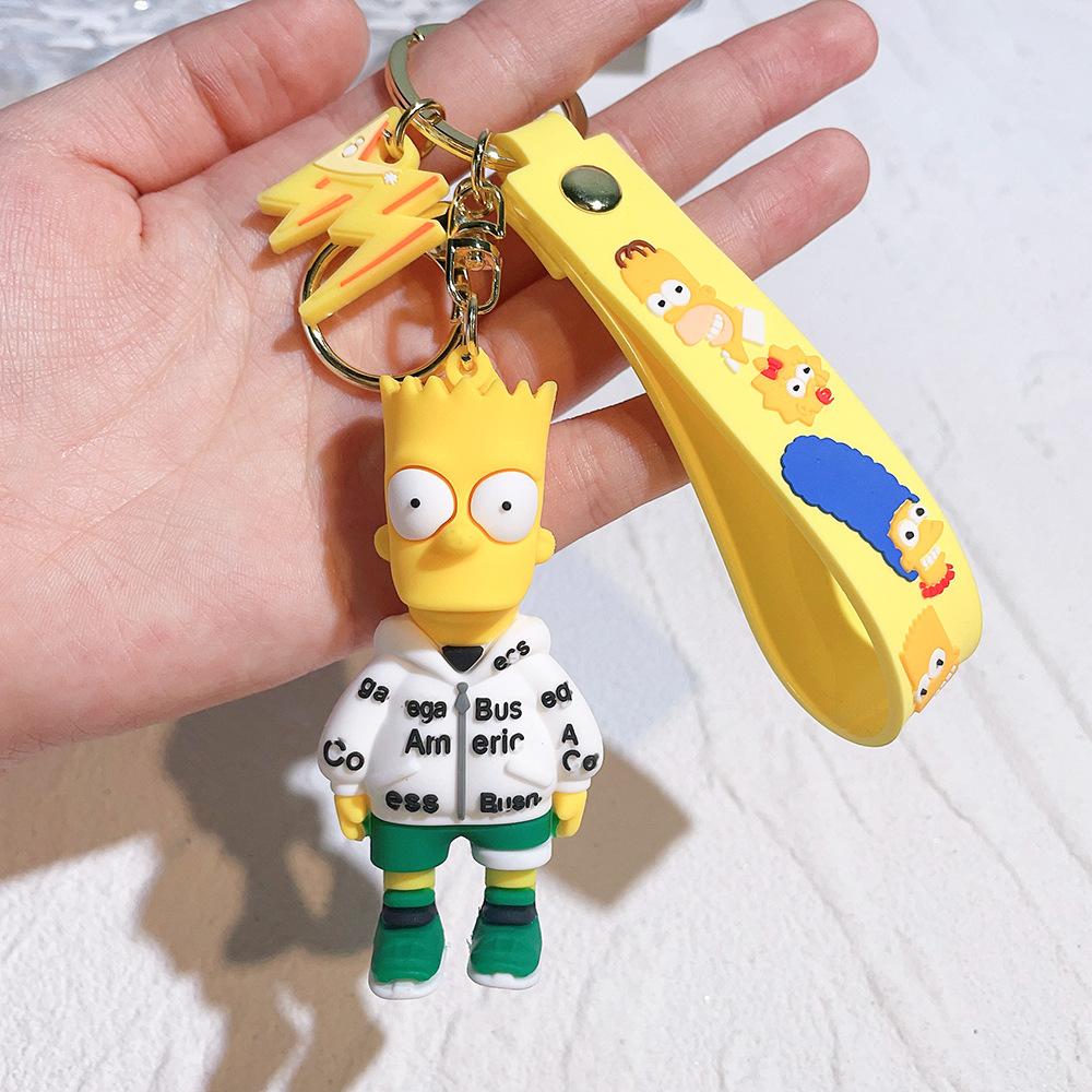 

Silicone Cartoon Character Keychain with Strap and Lightning Charm Durable Soft Material Key Ring Accessory for Backpack Purse or Keys One Size