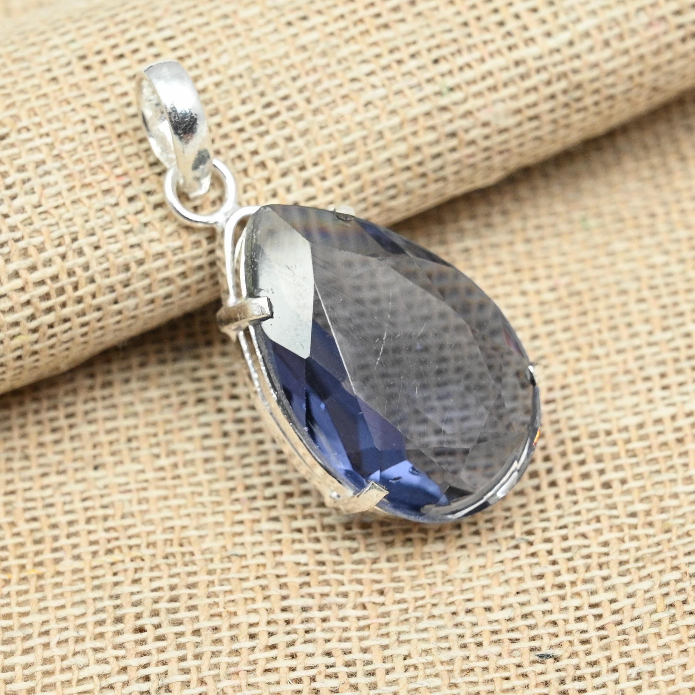 

Ограненный аметист драгоценный камень стерлингового серебра 925 пробы ручной работы в форме груши ювелирный кулон 1.77 Inches фиолетовый