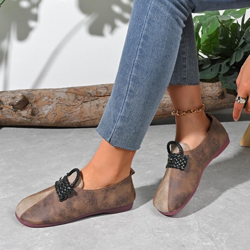 Fashion Autumn New Flat Shoes Women Fashion Round Head Slip-on Soft Soles Anti-slip Wear-resistant Low-top Shoes