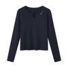 La Chapelle Women's Long Sleeve Henley V-Neck T-Shirt