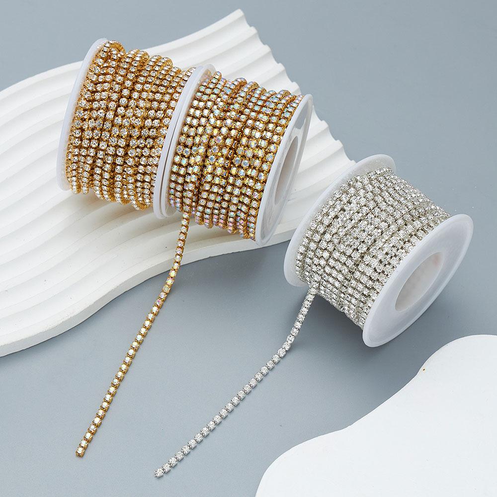 10yards/roll Rhinestone Cup Chain For Sewing Trim Crystal Silver Gold Base Clear Crystal Dense Glass Dense Crystal Cup Chain