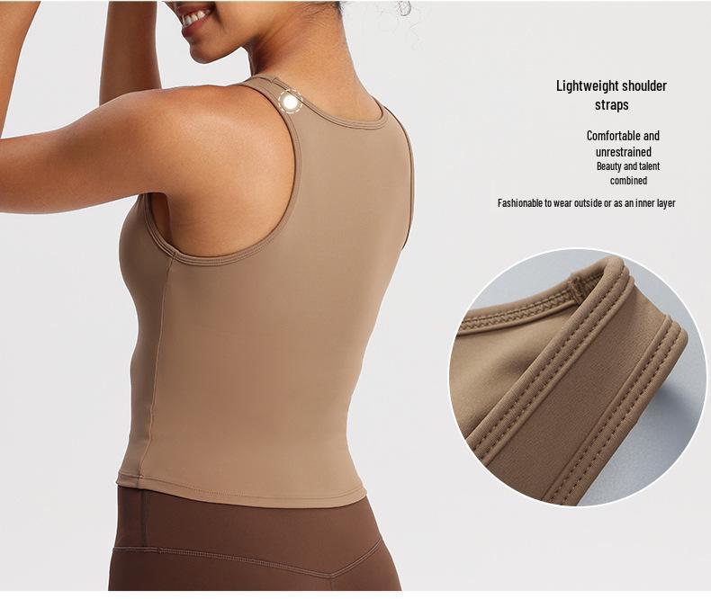 Women's Breathable Push-Up Shaping Sports Vest with Integrated Cups - Elastic Yoga Fitness Top