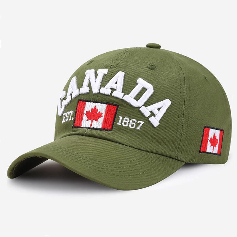 Canada Embroidered Maple Leaf Baseball Cap Pure Cotton Adjustable Duckbill Hat for Men And Women Outdoor Versatile Couples Cap