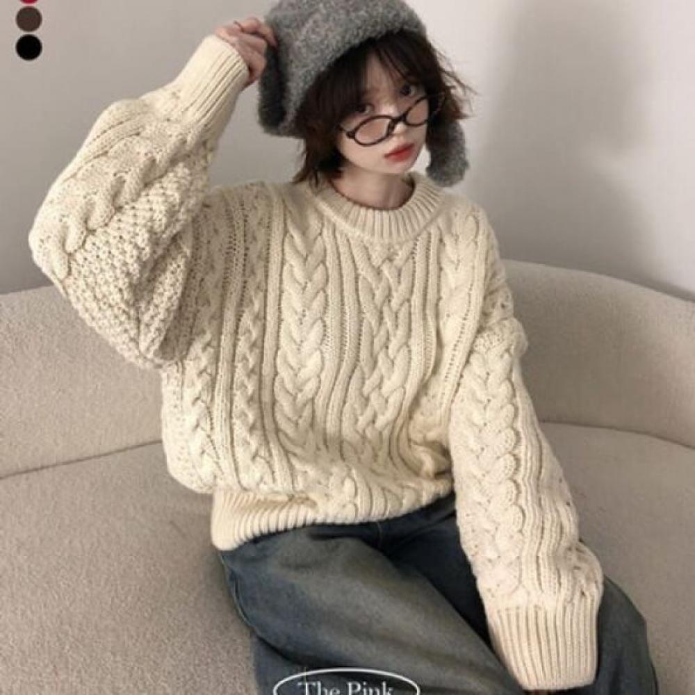The Pink Women S pluSh looSe Fit Cable Knit
