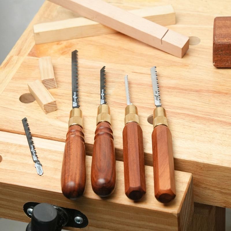 Holzfeilengriff Professioneller Feingeschliffener Feilengriff Ersatz mit Starken Metallmanschetten für Feilen Schneidwerkzeug