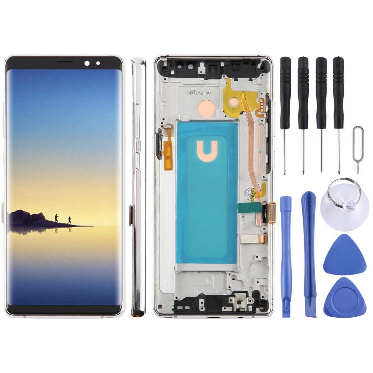 

Для Samsung Galaxy Note 8 SM-N950F 6,25-дюймовий TFT LCD екран із сенсорним шаром, повна збірка з рамкою срібний