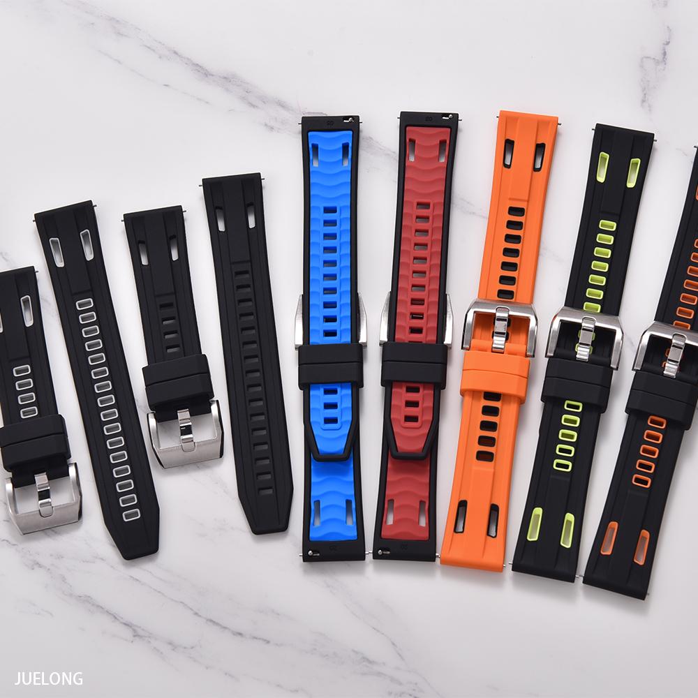 STAPELP Silikon-Uhrenarmband Hohe Dichte 20mm 22mm Gummi Zweifarbig Sport Wasserdicht Zweifarbiges Silikon-Uhrenarmband