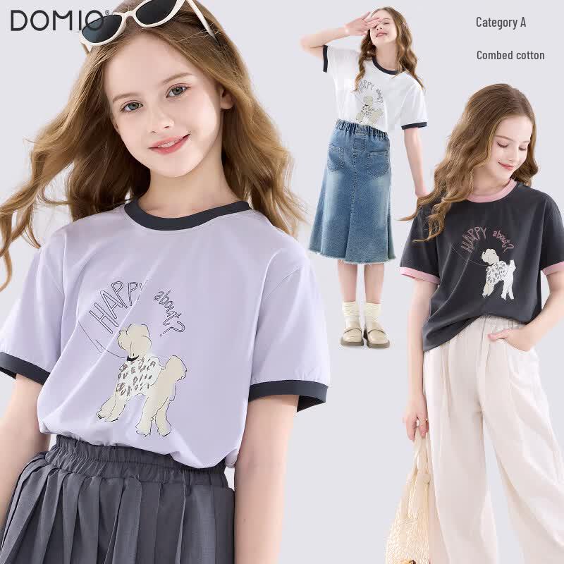 Duomiaowu Girls' Summer Short-Sleeve T-Shirt