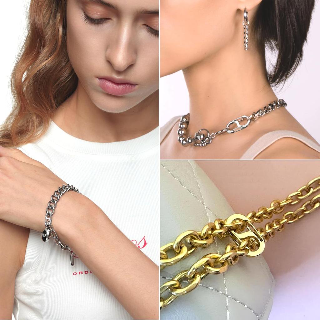 AutCreation Titanium Keychain Snap Bracelet Necklace Jewelry Accessory Gold Carabiner, S-Shaped Connector, Clasp, Clasp, Clasp, Part, Handmade, (16mm)