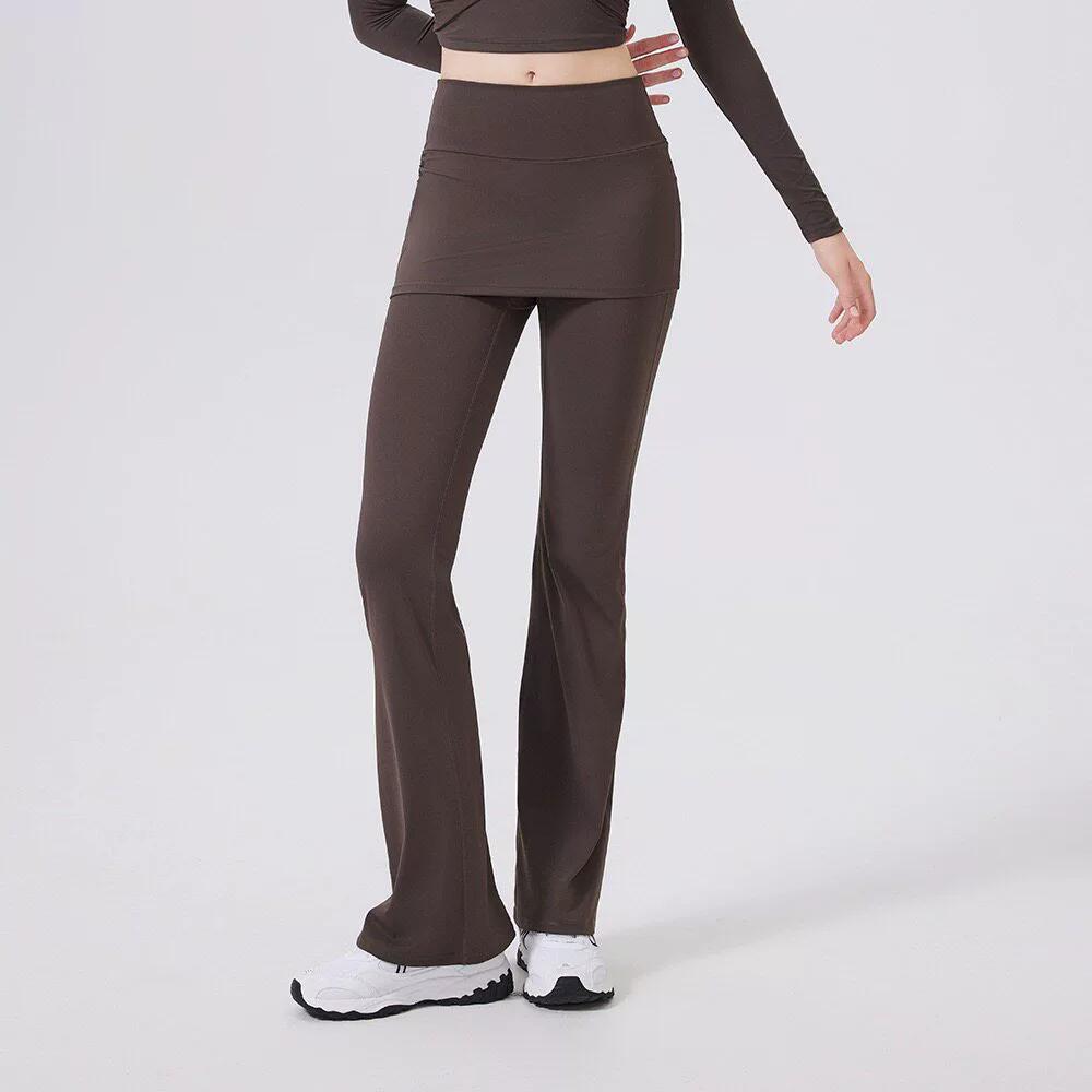 Nep Twee Delige Hoge Taille Licht Uitlopende Broek met Heupbedekkende Rok voor Dames Hardlopen, Dans Training, Pilates Sportbroek
