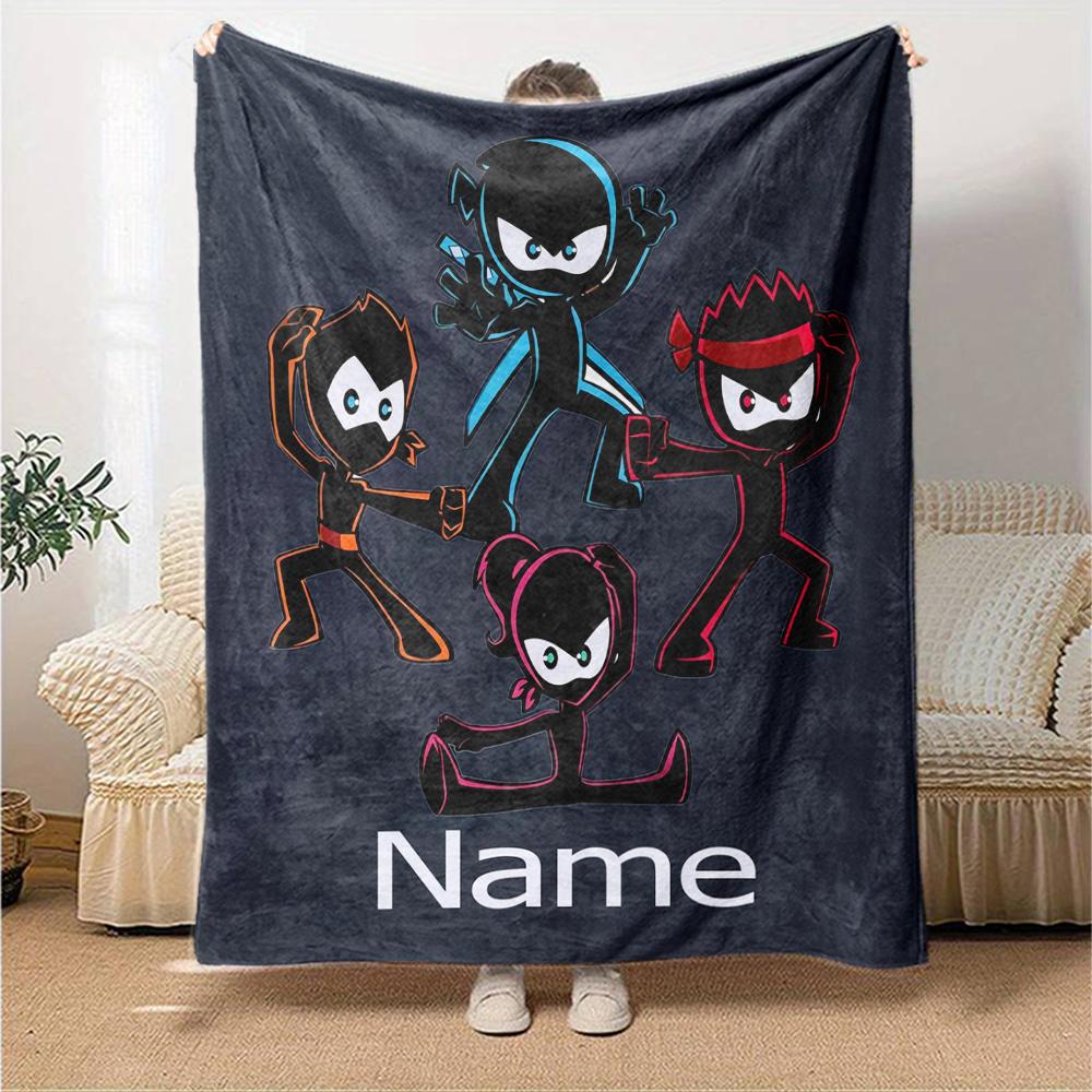Custom Name Ninja Kidz Theme Printed Blanket - Perfect for Couch, Bed, Travel & Outdoor Use | Machine Washable, Cozy & Durable.