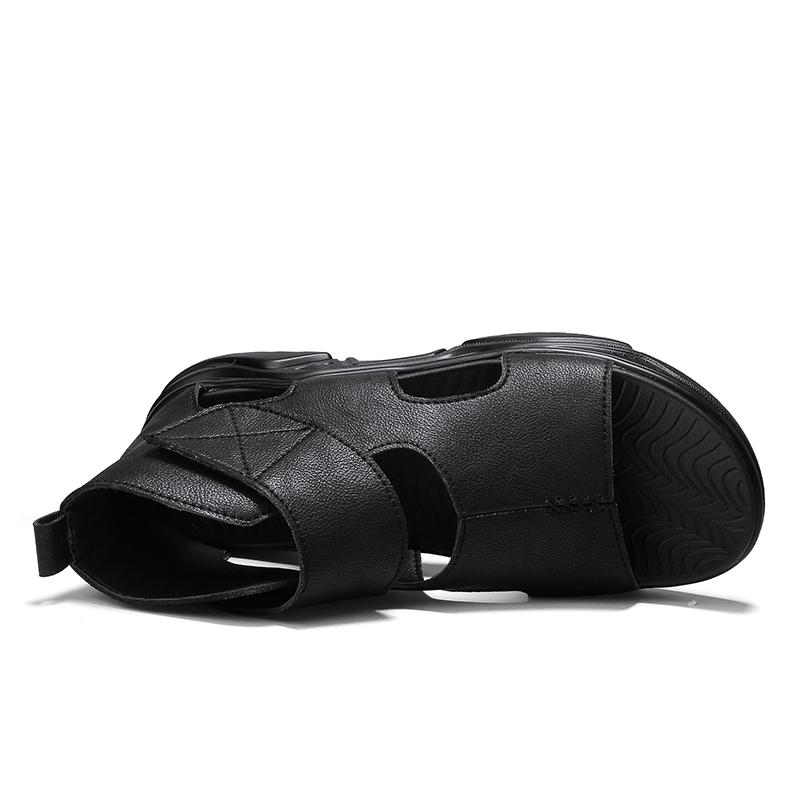 High Cut Roman Sandals Men PU Solid Color Thick Sole Comfortable Breathable Non Slip Men Elevated Business Casual Sandals
