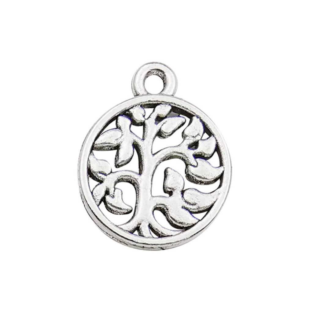 Ancient Silver Plant Small Pendant Hollow Tree Of Life Alloy Accessories Handmade Beaded DIY Material Jewelry