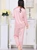 Silk Long Leaf Jacquard Top and Bottom Size M Women's Pajamas, Open-Front, Sleeves, 100% Silk, Thick, Pattern, Weave, Set,