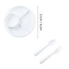 4-Compartment Round Plastic Dinner Plate With Fork Spoon Microwave Safe Fruit Salad Plates Dish For Women Control Diet