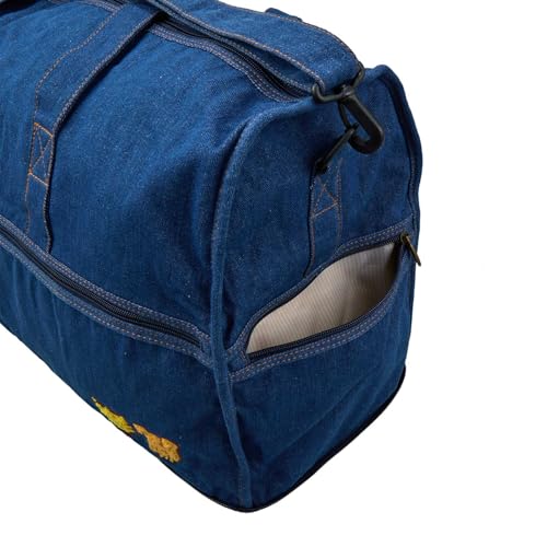 [Sifre] Foldable Boston Bag, Large, 38L Capacity, Denim, Suitcase Carry-On, Shoulder Strap Included, For 1-3 Nights, Osamu Goods OG20. Denim Cat & Dog
