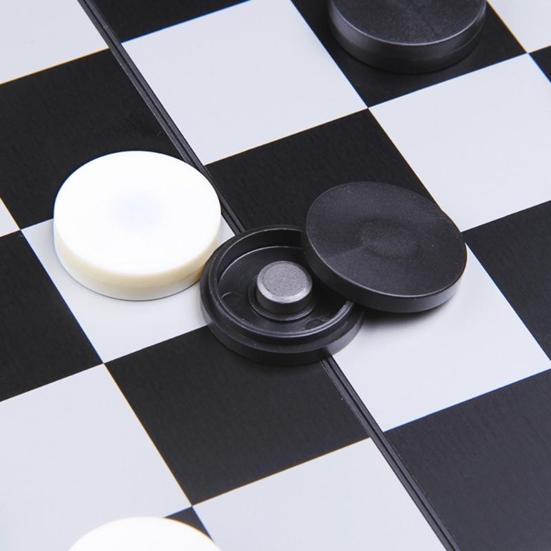 Portable Magnetic Travel Chess Set Folding Checkers Board Game Travel Magnetic Chess & Checkers Board Game Gifts