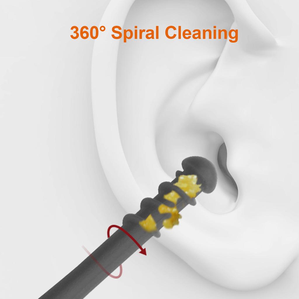 Silicone Ear Cleaner, Double Head Ear Cleaner with Leather Bag, Easy to Storage, for Home Use and Family, Skid Design, 360 degrees  Spiral Head, Oran