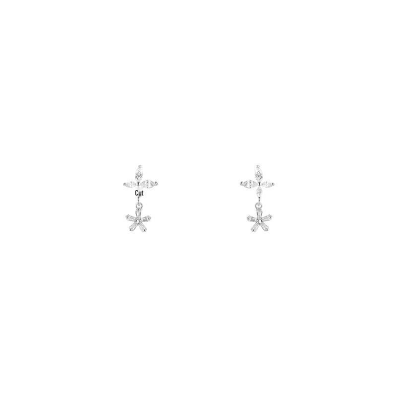 Sparkling Zircon Flower Clip-On Earrings: Unique Design, No Piercing Required, Elegant for Women
